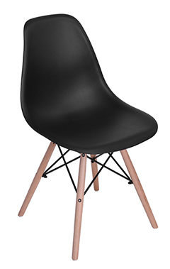 silla con patas de madera estilo eames color negro