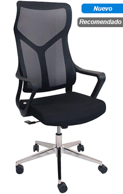 silla ejecutiva para oficina bruma con mecanismo reclinable respaldo de malla y base cromada