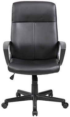 silla ejecutiva para oficina con descansa brazos fijos de polipropileno y mecanismo reclinable con palanca para ajustar altura tapizado en curpiel color negro