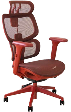 silla ejecutiva para oficina montreal con mecanismo reclinable antishock y malla en color terracota