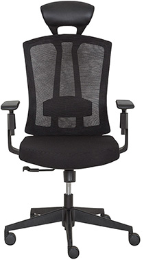 silla ejecutiva para oficina respaldo alto con soporte lumbar ajustable tapizado en malla color negro