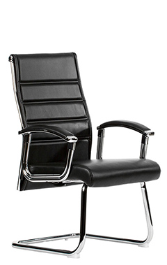 silla ejecutiva para oficina respaldo bajo de visita skin en color blanco con base fija de trineo cromada