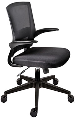 silla secretarial con respaldo de malla y descansa brazos abatibles