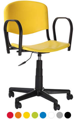 silla secretarial con descansa brazos con asiento y respaldo de plástico