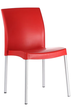 sillas de visita con patas de aluminio color rojo