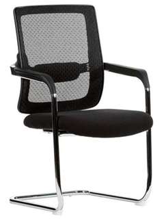 sillas de visita con respaldo tapizado en malla con soporte lumbar y trineo cromado