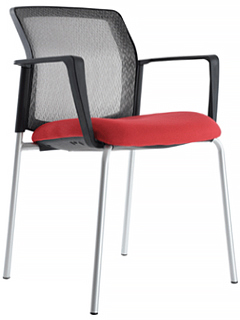 sillas de visita con respaldo tapizado en malla y descansa brazos fijos