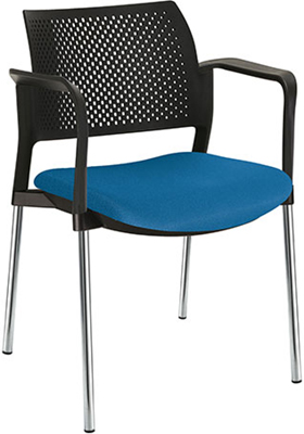 sillas de visita para oficina con respaldo de polipropileno perforado con descansa brazos fijos