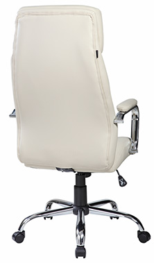 sillas ejecutivas giratorias con base metálica cromada tapizado en curpiel color crema