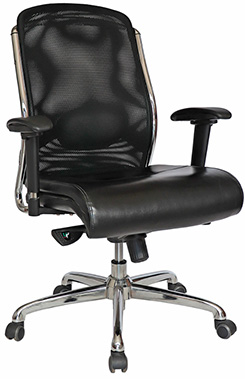 silla ejecutiva para director tapizada en piel con brazos de aluminio acojinados y mecanismo reclinable pistón neumático