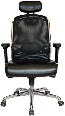 silla ejecutiva para director con cabecera ajustable con respaldo tapizado en malla con soporte lumbar