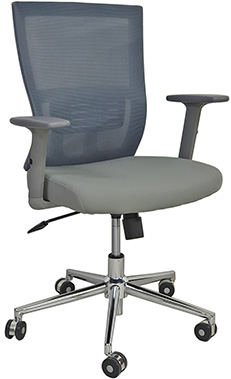 sillas ejecutivas para oficina con respaldo bajo y soporte lumbar ajustable con descasa brazos ajustables y asiento acojinado tapizado en tela color gris