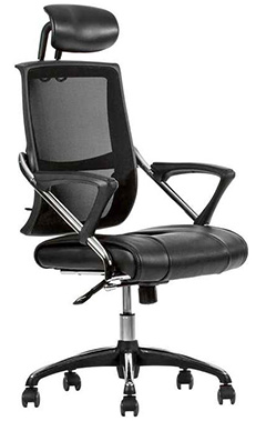 sillas ejecutivas para oficina con cabecera y soporte lumbar asiento tapizado en piel manchester