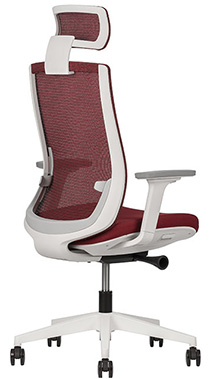 silla ejecutiva para oficina en color blanco con vino con cabecera ajustable y mecanismo synchro multi posiciones