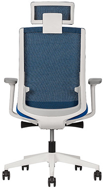 sillas ejecutivas para oficina en color blanco con azul y mecanismo reclinable