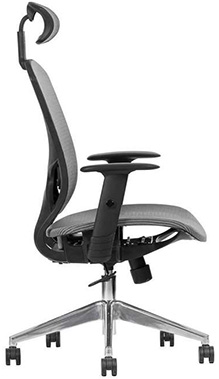 silla ejecutiva tapizada en malla koreana con mecanismo anti shock y soporte lumbar brazos ajustables