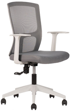 sillas operativas baratas en color blanco con mecanismo reclinable ajuste de altura por medio de pistón neumático respaldo tapizado en malla