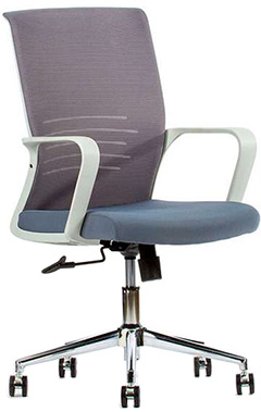 sillas operativas con respaldo de polipropileno tapizado en malla con mecanismo reclinable coderas fijas color gris