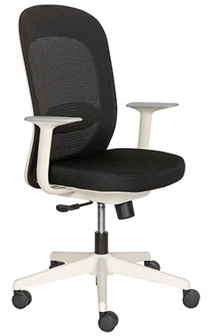 sillas operativas en color blanco con tapicería en color negro