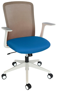 sillas operativas para oficina blancas con mecanismo reclinable y respaldo tapizado en malla