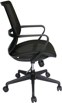 sillas operativas para oficina con asiento y respaldo tapizado en malla de alta resistencia color gris o negro y mecanismo reclinable