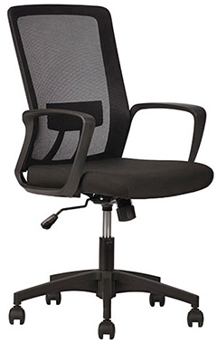 sillas operativas para oficina con descansa brazos fijos en forma de escuadra con mecanismo reclinable color negro