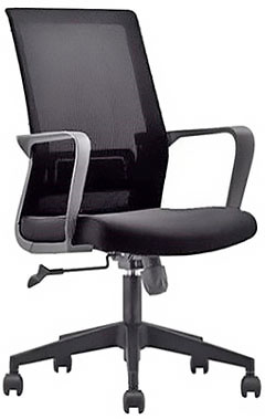 sillas operativas para oficina con respaldo medio tapizado en malla con soporte lumbar fijo y mecanismo reclinable con ajuste de altura