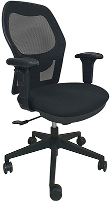 sillas operativas para oficina con respaldo tapizado en malla con soporte lumbar y descansa brazos ajustables con alma de acero y mecanismo ejecutivo dos palancas