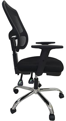 sillas operativas para oficina dolfi nemo plus con base metálica cromada y ajuste de altura por medio de pistón neumático y giro de 360 grados con mecanismo synchro dos palancas
