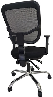 sillas operativas para oficina dolfi nemo plus con base metálica cromada y ajuste de altura por medio de pistón neumático y giro de 360 grados y descansa brazos ajustables