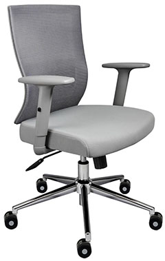 sillas operativas para oficina en color gris con descansa brazos ajustables y soporte lumbar en respaldo
