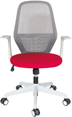 sillas operativas para oficinas en color blanco respaldo alto y mecanismo reclinable con descasa brazos fijos y giratoria