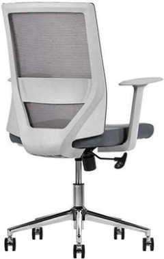 sillas operativas respaldo medio con ajuste de altura por medio de pistón neumático y respaldo con soporte lumbar fijo base metálica cromada y giratoria 360 grados