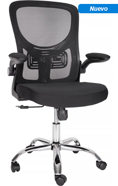 sillas para oficina con mecanismo reclinable pistón neumático soporte lumbar y base cromada en color gris oxford