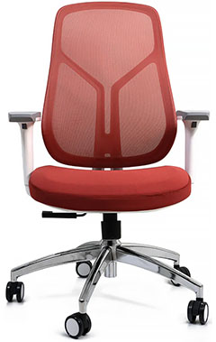 sillas para oficina con base cromada color blanco con rojo