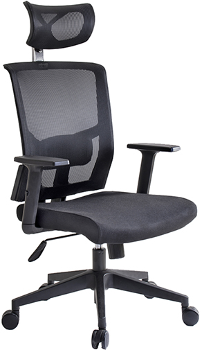 sillas para oficina económicas con cabecera respaldo de malla con soporte lumbar brazos ajustables regulador de altura neumático