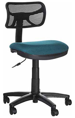 sillas secretariales con respaldo de malla y mecanismo giratorio fijo con palanca para ajustar altura