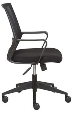 sillas secretariales giratorias con respaldo tapizado en malla y descasa brazos fijos