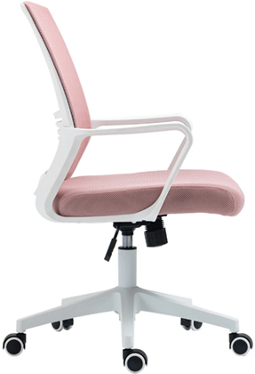 sillas secretariales giratorias con respaldo tapizado en malla color rosa