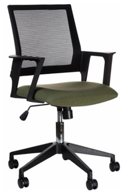 sillas secretariales para oficina con respaldo tapizado en malla y descansa brazos fijos