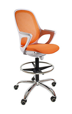 sillas cajeras altas dublin blanca con naranja