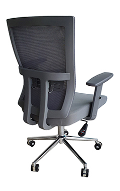 sillas para oficina con mecanismo reclinable pistón neumático y base cromada en color gris oxford track