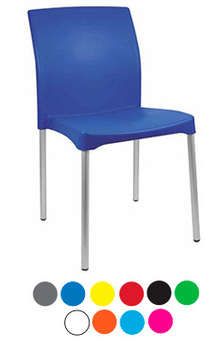 sillas para oficina sencillas con asiento y respaldo de polipropileno con patas de aluminio
