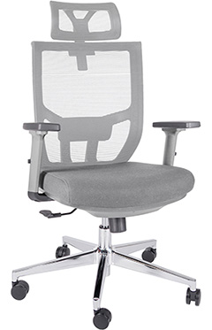 sillón ejecutivo con cabecera y respaldo tapizado en malla y soporte lumbar