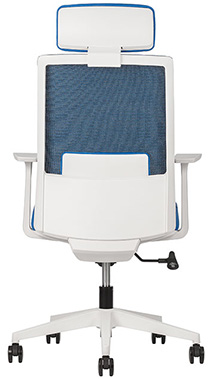 sillón ejecutivo con respaldo tapizado en malla de alta resistencia con descasa brazos ajustables y pistón neumático de gas