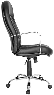 sillón ejecutivo ergonómico tapizado en piel fina con pistón neumático de gas y base metálica cromada