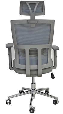 sillon ejecutivo para oficina en color gris con mecanismo reclinable y soporte lumbar ajustable y pistón neumático de gas
