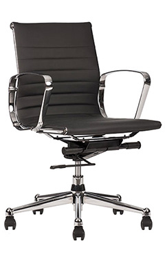 sillón ejecutivo para oficina respaldo bajo con descasa brazos y base cromados