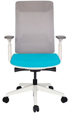 sillón semi ejecutivo para oficina en color blanco con asiento tapizado tela al color de su elección y mecanismo reclinable