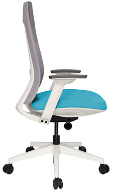 sillón semi ejecutivo para oficina en color blanco con asiento tapizado tela al color de su elección y descansa brazos ajustables